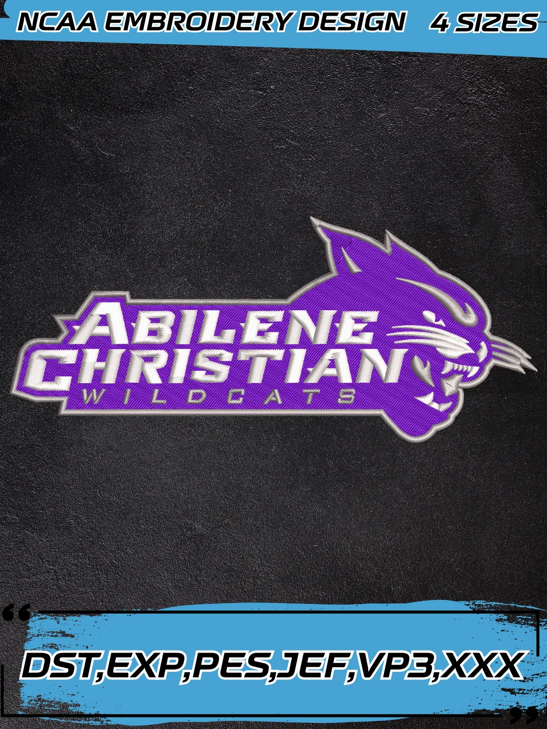 Abilene Christian Wildcats Embroidery Design,Machine Embroidery Design File,4 Sizes, Digital Download