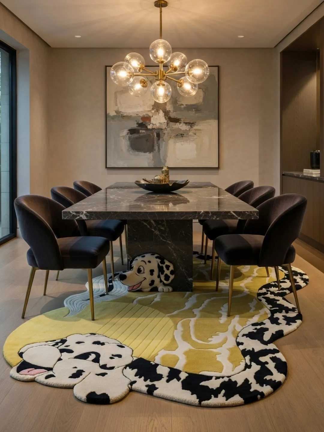 Hand Tufted Yellow Abstract Rug, Modern Designer Wool Area Rug, Irregular Shape Carpet for Living Room, Kids Room & Bedroom Decor