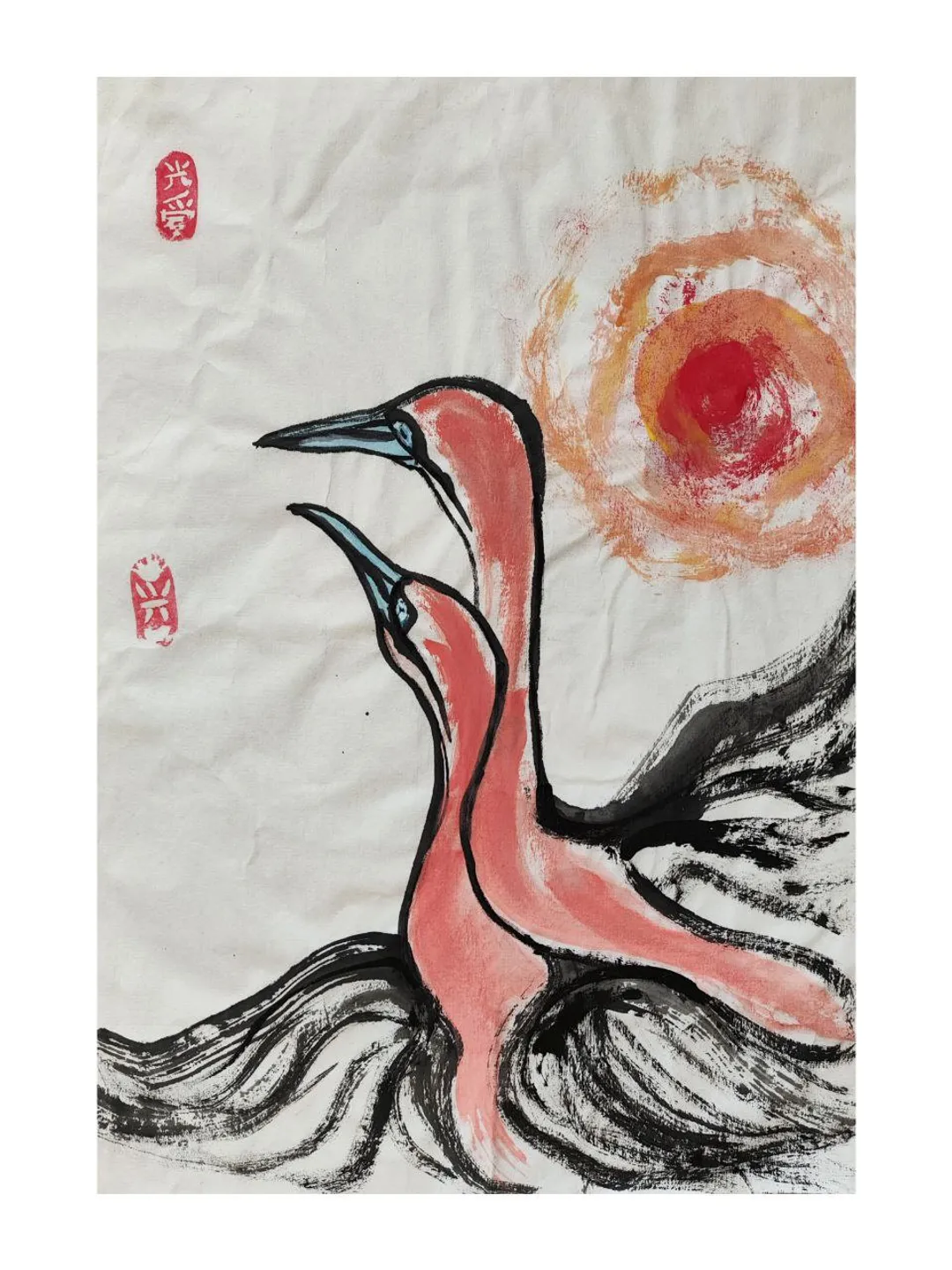Chinese ink painting Original art Birds