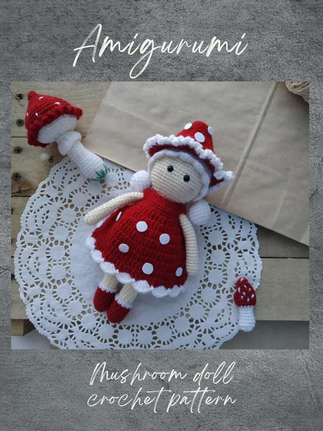 Mushroom Doll crochet pattern. Amigurumi doll in mushroom dress crochet pattern. Doll tutorial PDF.Crochet doll pattern