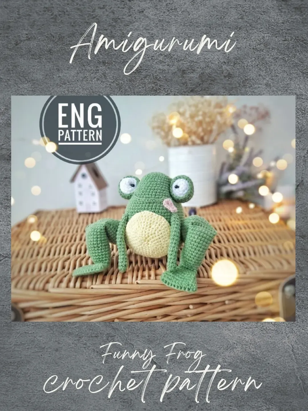 Frog Crochet Pattern. Amigurumi frog. Plush frog crochet pattern. DIY Crochet green frog Pattern. Amigurumi pattern