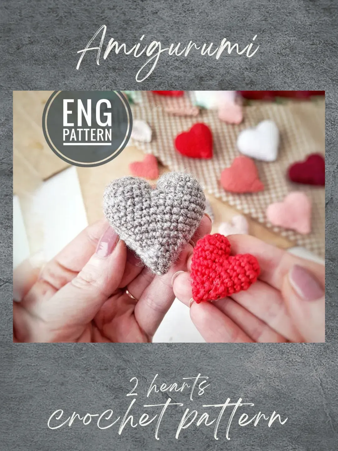 Heart Crochet pattern. Keychain Amigurumi heart 2 size. Amigurumi pattern. DIY gift Valentine's day or gift for wedding