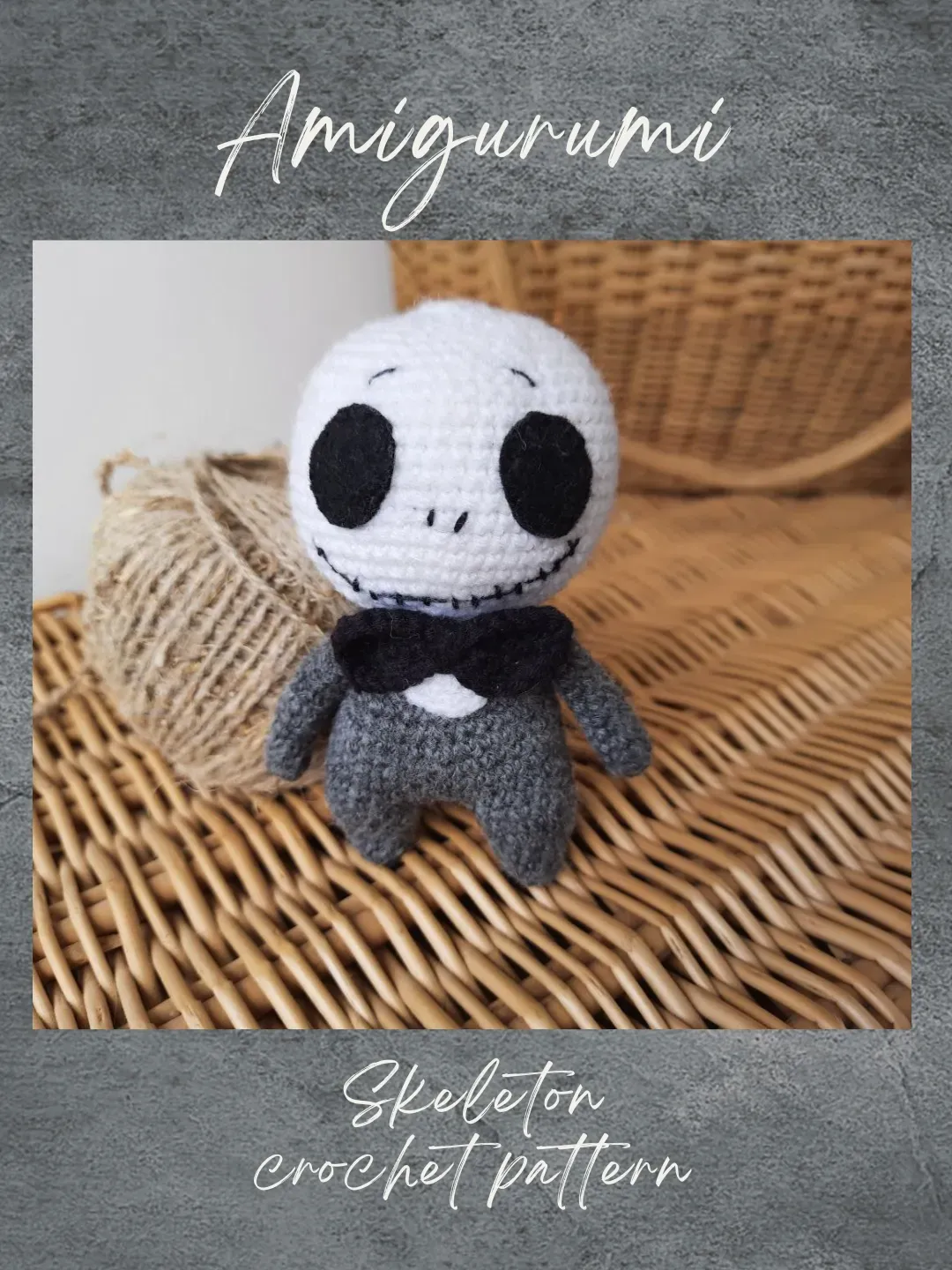 Skeleton doll crochet pattern. The Nightmare Before Christmas crochet pattern. Miniature amigurumi Halloween pattern