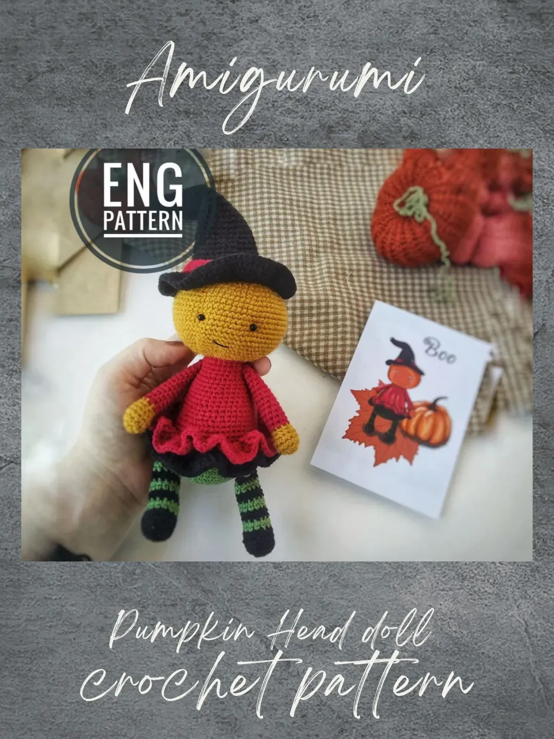 Pumpkin Head doll Crochet Pattern. PDF Amigurumi Halloween Doll Pattern. DIY easy english pattern toy. Amigurumi pattern
