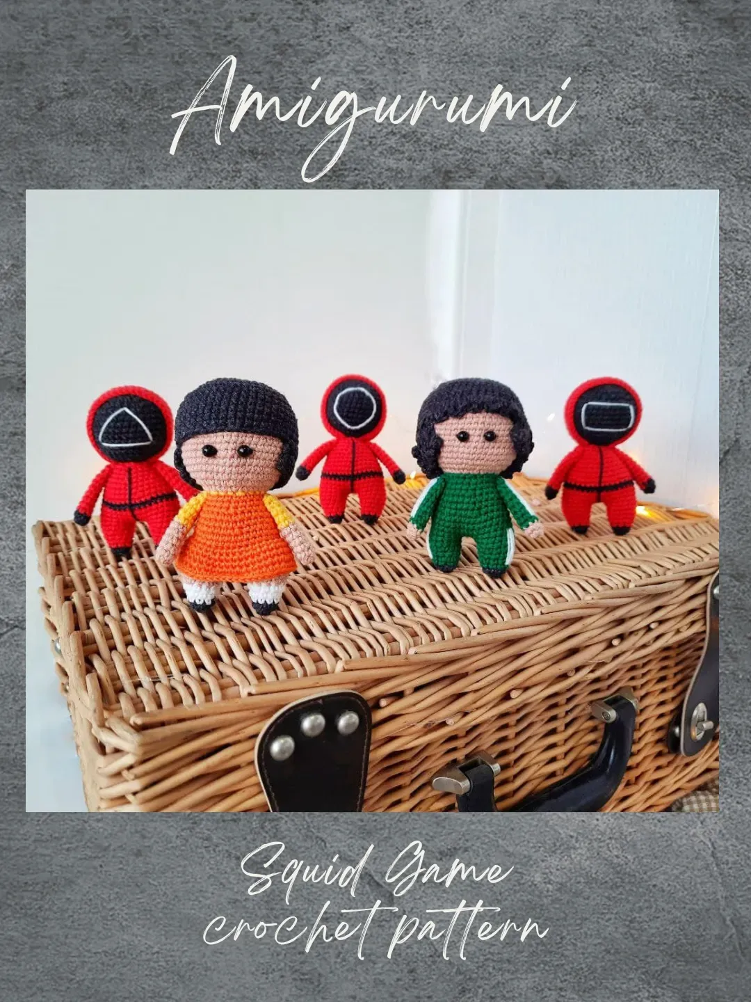 Squid Game Crochet Pattern set 3 in 1. Amigurumi squid game korean doll. Crochet Doll Amigurumi Pattern. Set crochet