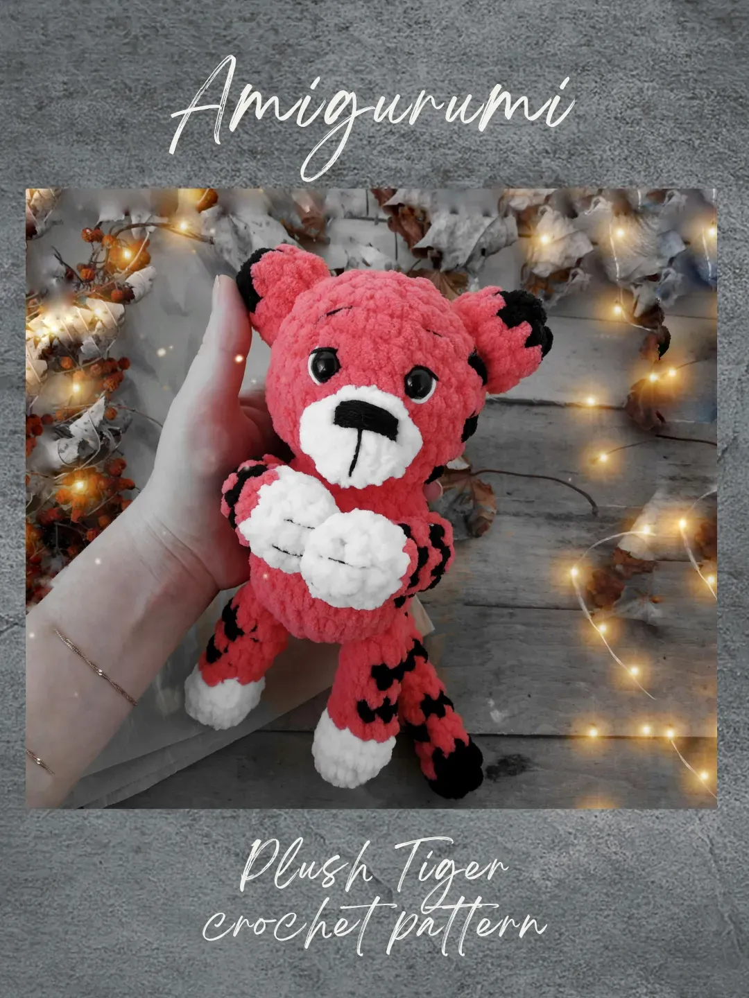 Plush Tiger Crochet Pattern. Amigurumi pattern. Amigurumi tiger pattern. Soft safari orange tiger DIY tutorial PDF