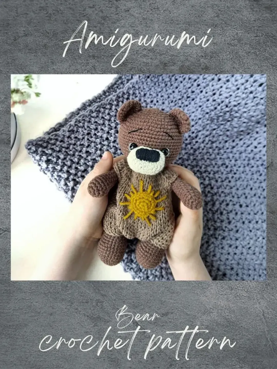 Bear crochet pattern. Amigurumi pattern. Teddy bear crochet pattern. Stuffed teddy bear toy pattern in knitting dress