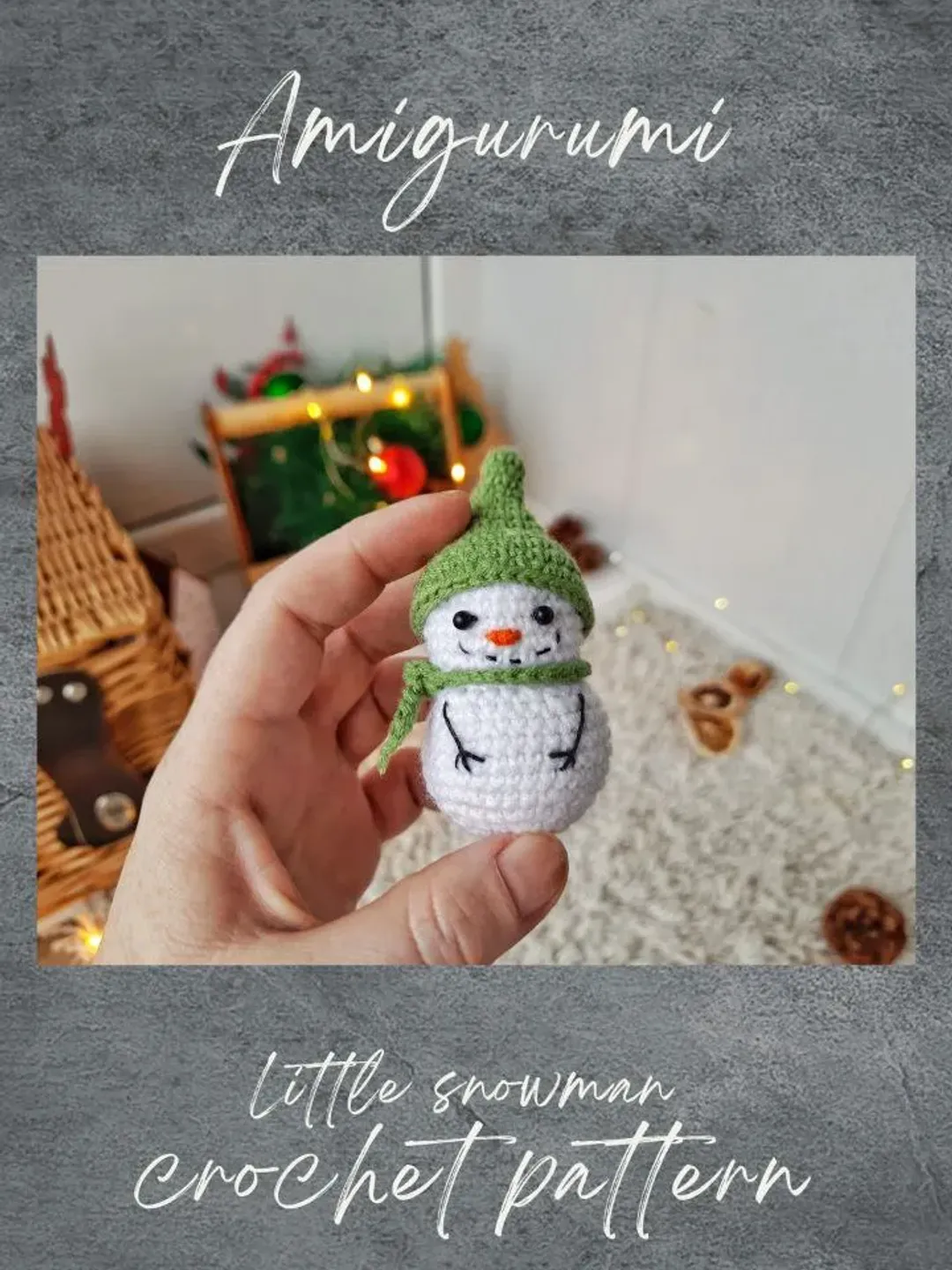 Mini snowman crochet pattern. Amigurumi snowman. Amigurumi keychain pattern. Christmas Snowman crochet pattern