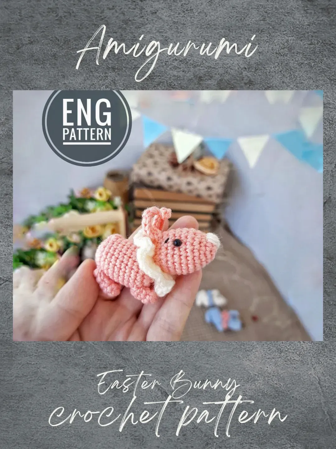 Easter Bunny crochet Pattern. Amigurumi bunny. Easter bunny keychain amigurumi pattern. Crochet miniature Easter rabbit