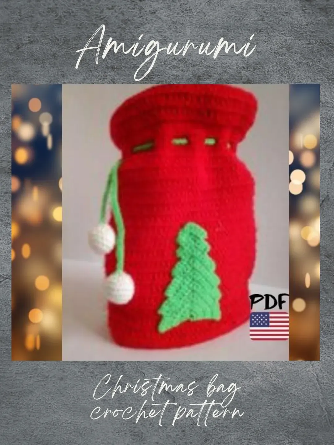 Christmas bag crochet pattern. Bag crochet pattern. DIY Christmas gift. Amigurumi candy bag. diy christmas pattern