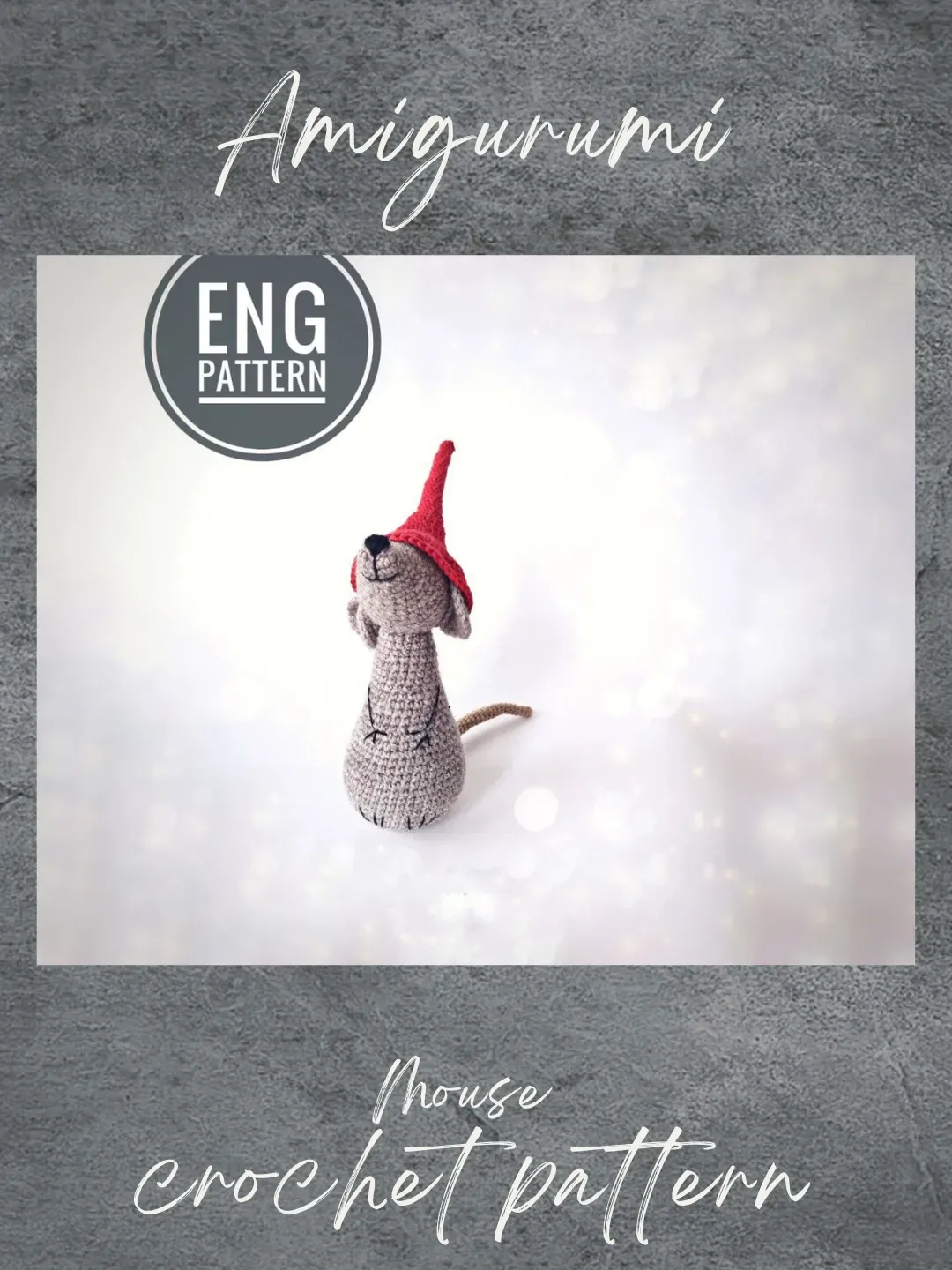 Mouse crochet pattern with mini heart. Amigurumi mini mice crochet pattern Valentines gift. Mini mice keychain pattern