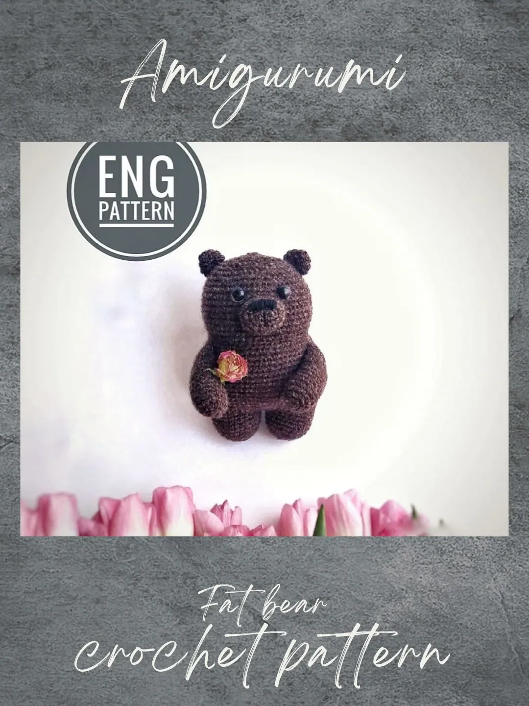 Teddy bear easy crochet pattern PDF. Amigurumi pattern. Crochetc forest fat bear easy tutorial with easter bunny hair