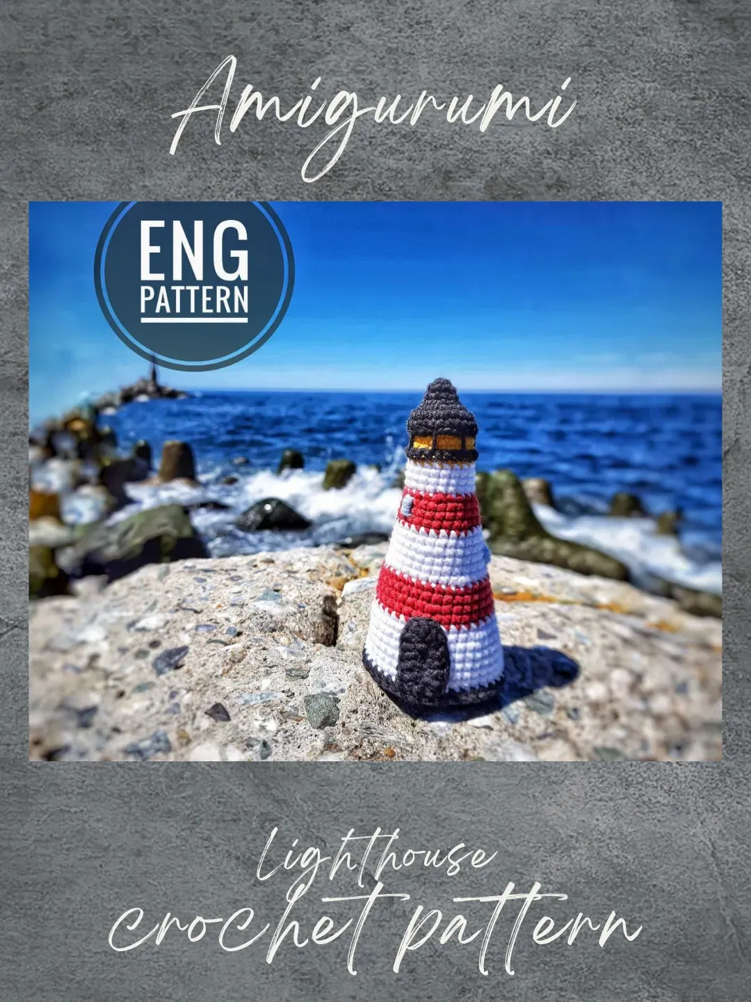 Lighthouse crochet pattern. Amigurumi Lighthouse. Written pattern crochet beach house. Easy single crochet pattern
