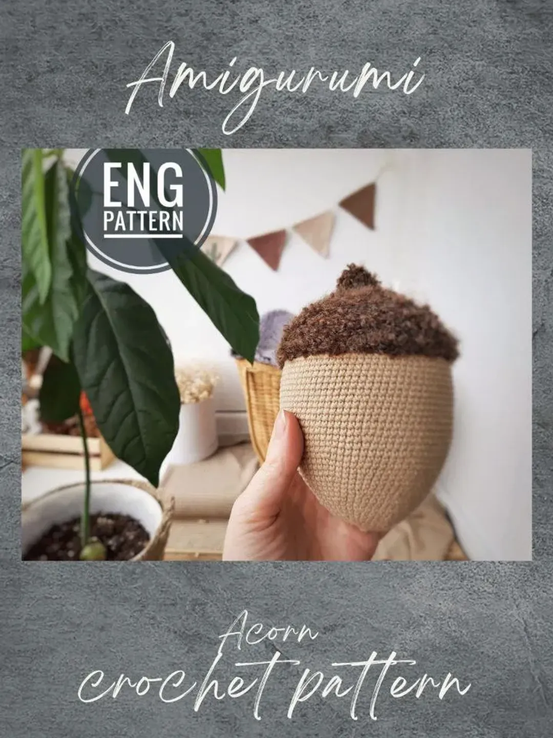 Acorn crochet pattern. Amigurumi garland crochet pattern. Amigurumi Home Decor DIY Fall Decoration crochet pattern