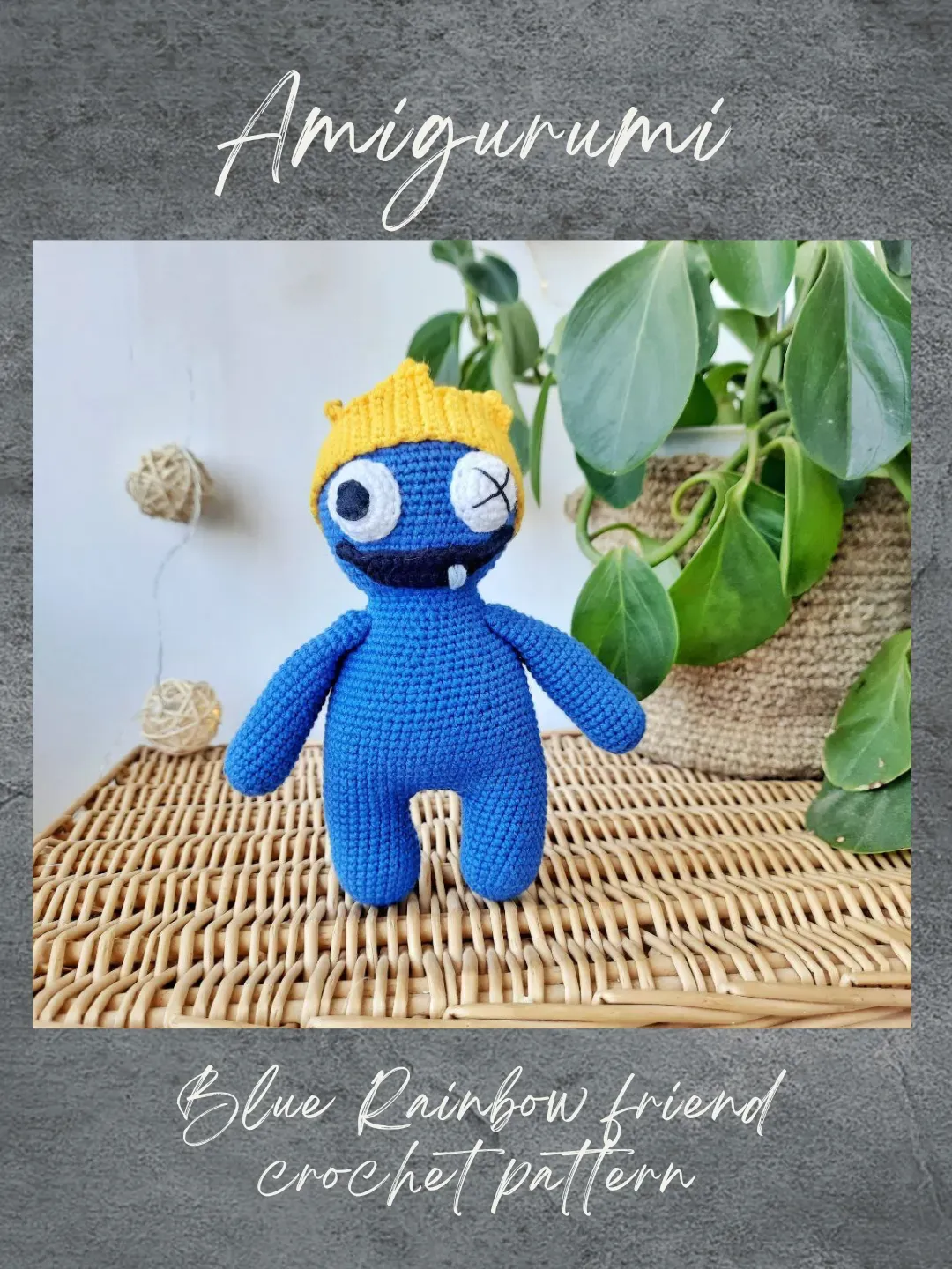 Crochet Blue Rainbow friends pattern. Amigurumi Blue Rainbow Friends tutorial. Amigurumi Roblox horror crochet pattern