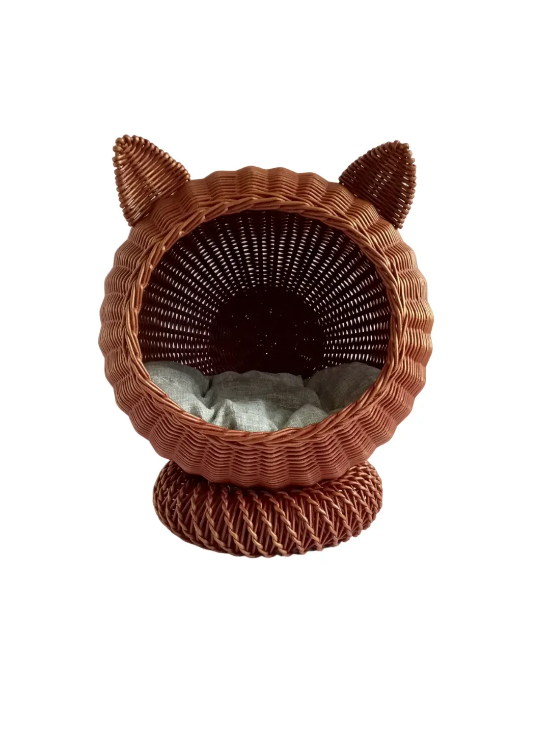 Cozy wicker cat bed Brown cat house Wicker cat basket Bed with ears Pet bed for cat Cat bed cave Cat bed cute Cat bed