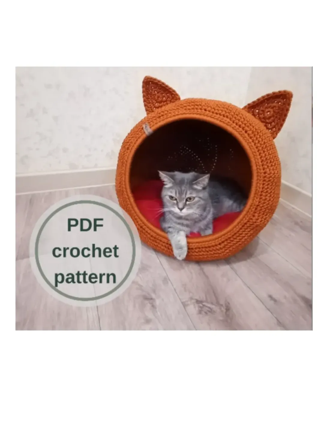 cat bed,crochet cat bed pattern, pdf format, crochet pattern cat house,detailed instructions with photos