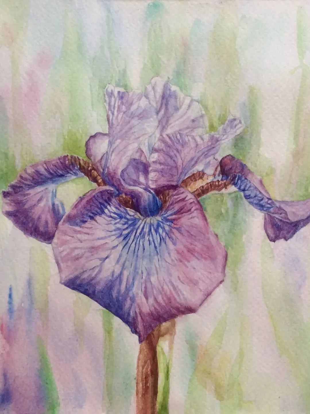 Lilac iris Flower Original Wall Art Painting Watercolor Artwork picture floral