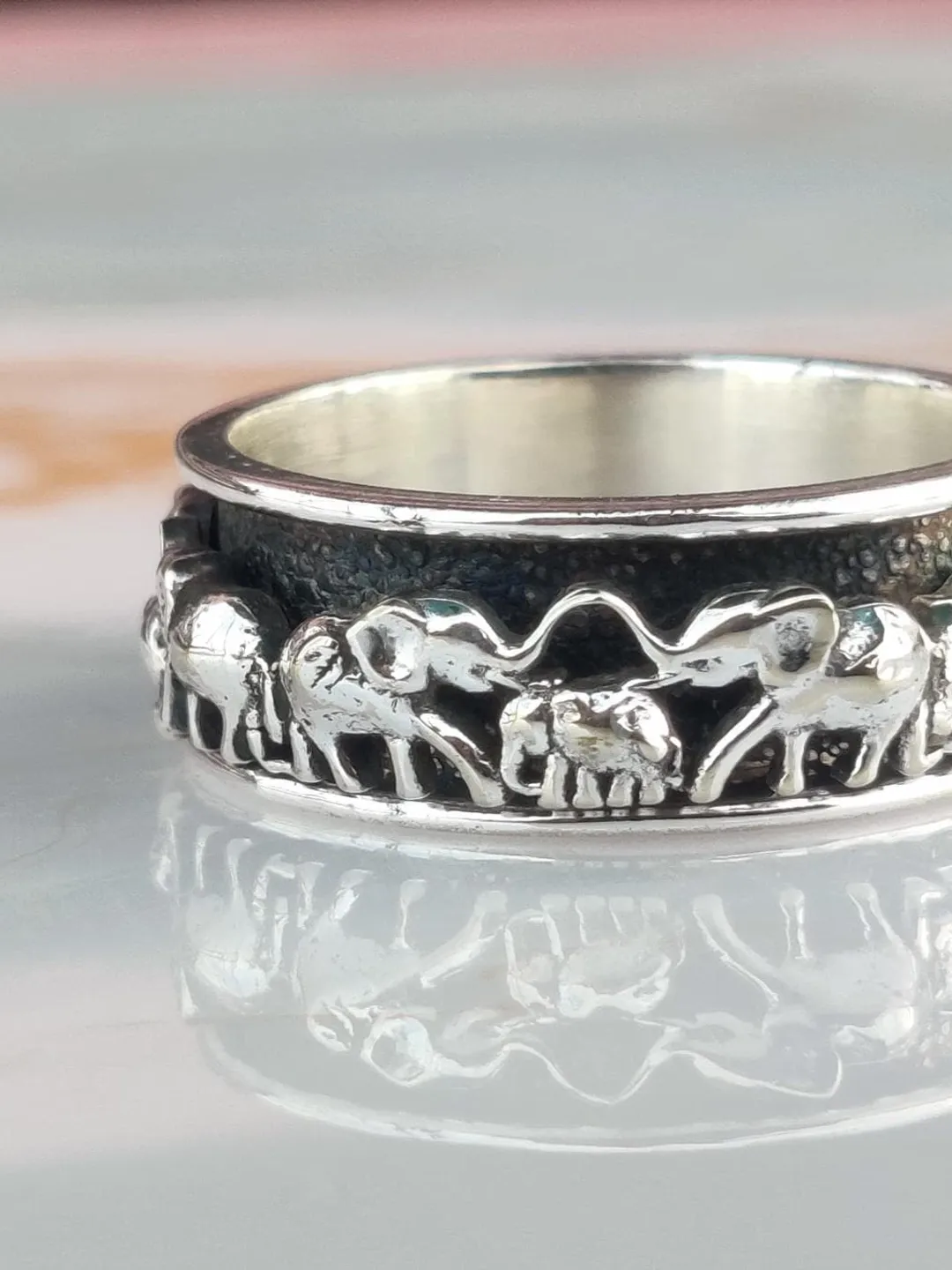 Sterling Silver Elephant Spinner Ring: Boho Animal Jewelry