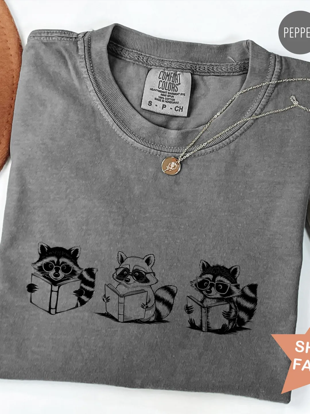 Comfort Colors® Funny Raccoon Reading Shirt, Cute Raccoon Shirt for Book Lovers, Bookworm Shirt, Book Lover T Shirt, Reading Teacher T-Shirt
