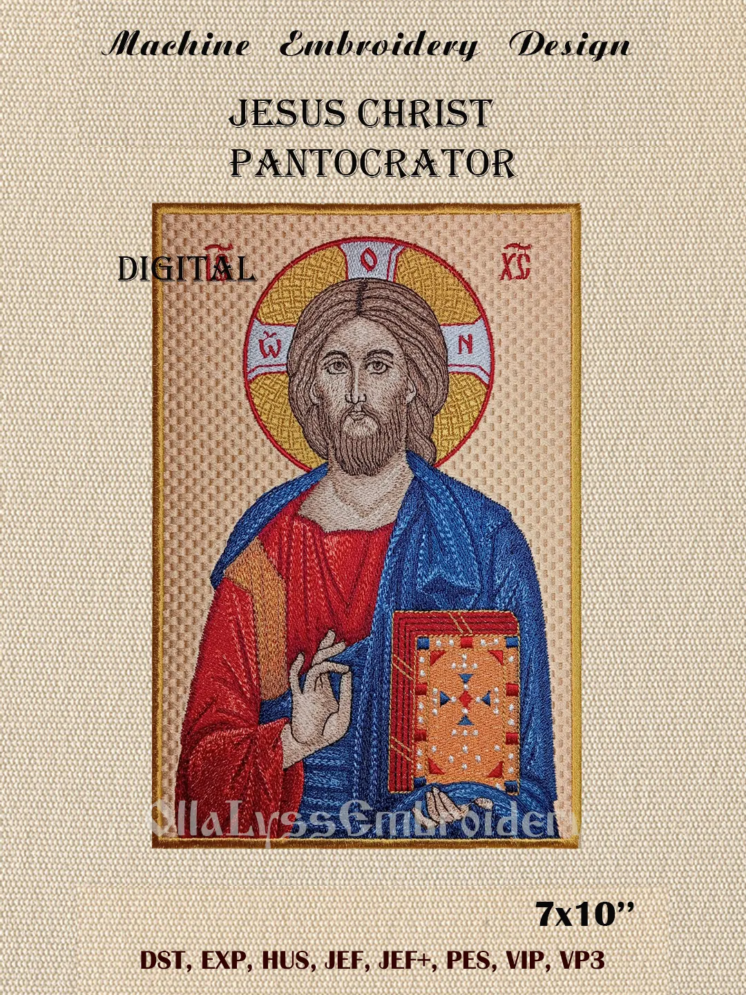 Jesus Christ Pantocrator embroidery design