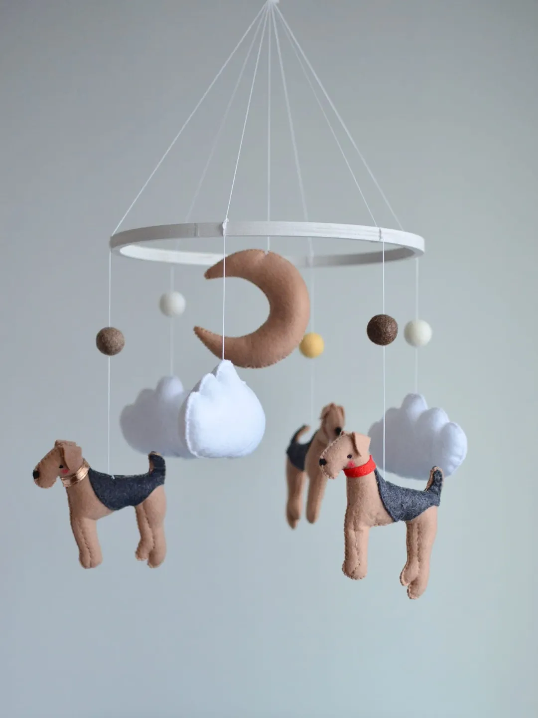 Baby mobile with puppies Airedale Terrier for Nursery decor, Dog crib mobile , Custom mobile