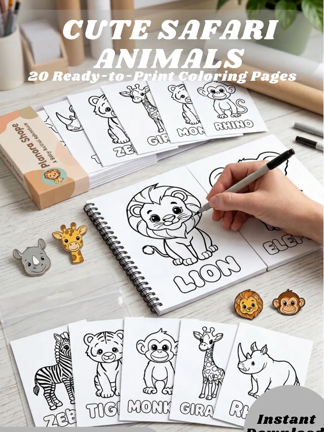 20+ Cute Safari Animals Coloring Pages for Kids, Printable Jungle ...