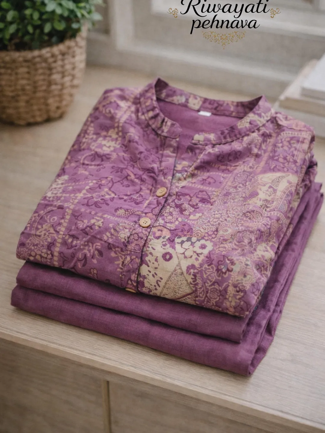 Indian Cotton Kurta Set | Purple Summer Kurti Pant Set | Comfortable Everyday Wear