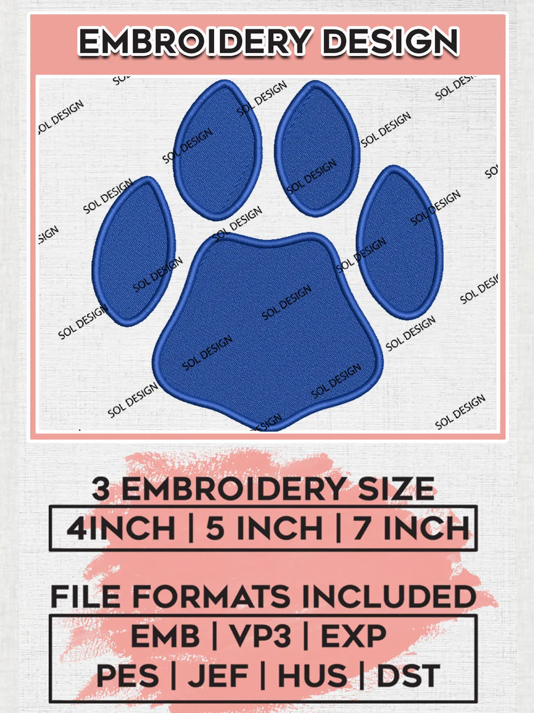 NCAA Georgia State Panthers Team Logo Footprint Embroidery Design Files, NCAA Georgia State Panthers Machine Embroidery, NCAA Teams, Game Day, 3 sizes, NCAA Machine embroidery designs, Digital Download