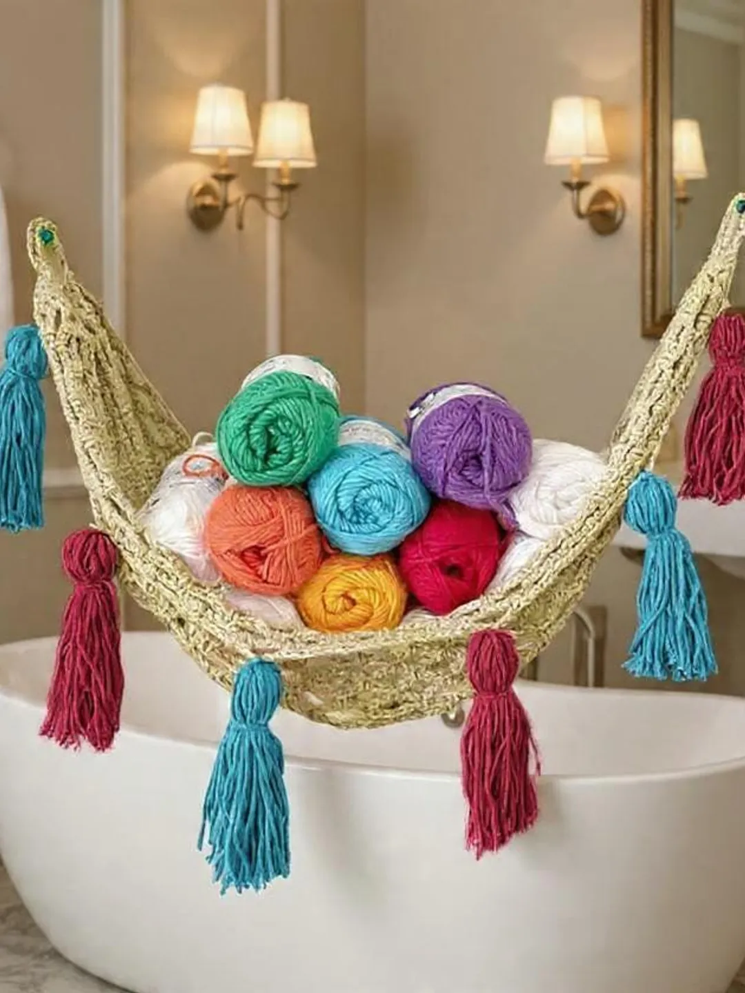 Pdf Hanging Rope Crochet Hanging Basket Pattern PDF, Small Wall Storage Basket, Bathroom ...