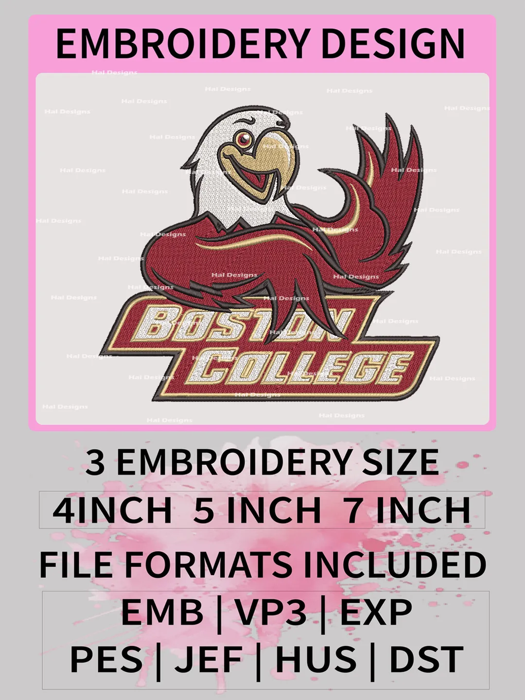 NCAA Boston College Eagles Embroidery File, 3 Sizes, 6 Formats, NCAA Machine Embroidery Design, NCAA Logo, NCAA Teams