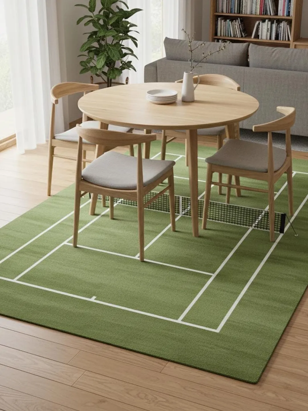 Tufted Tennis Court Rug: Playroom Sports Decor Teppich