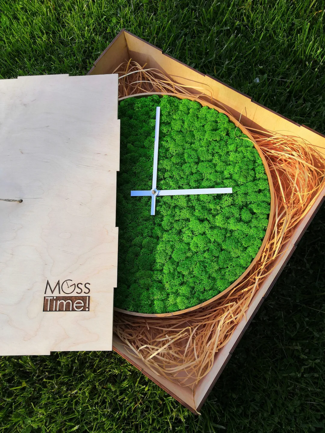 Moss wall clock  | Circular moss clock  | Moss wall art | Silent Wall Clock | Wall decor | Preserved moss | Office decor