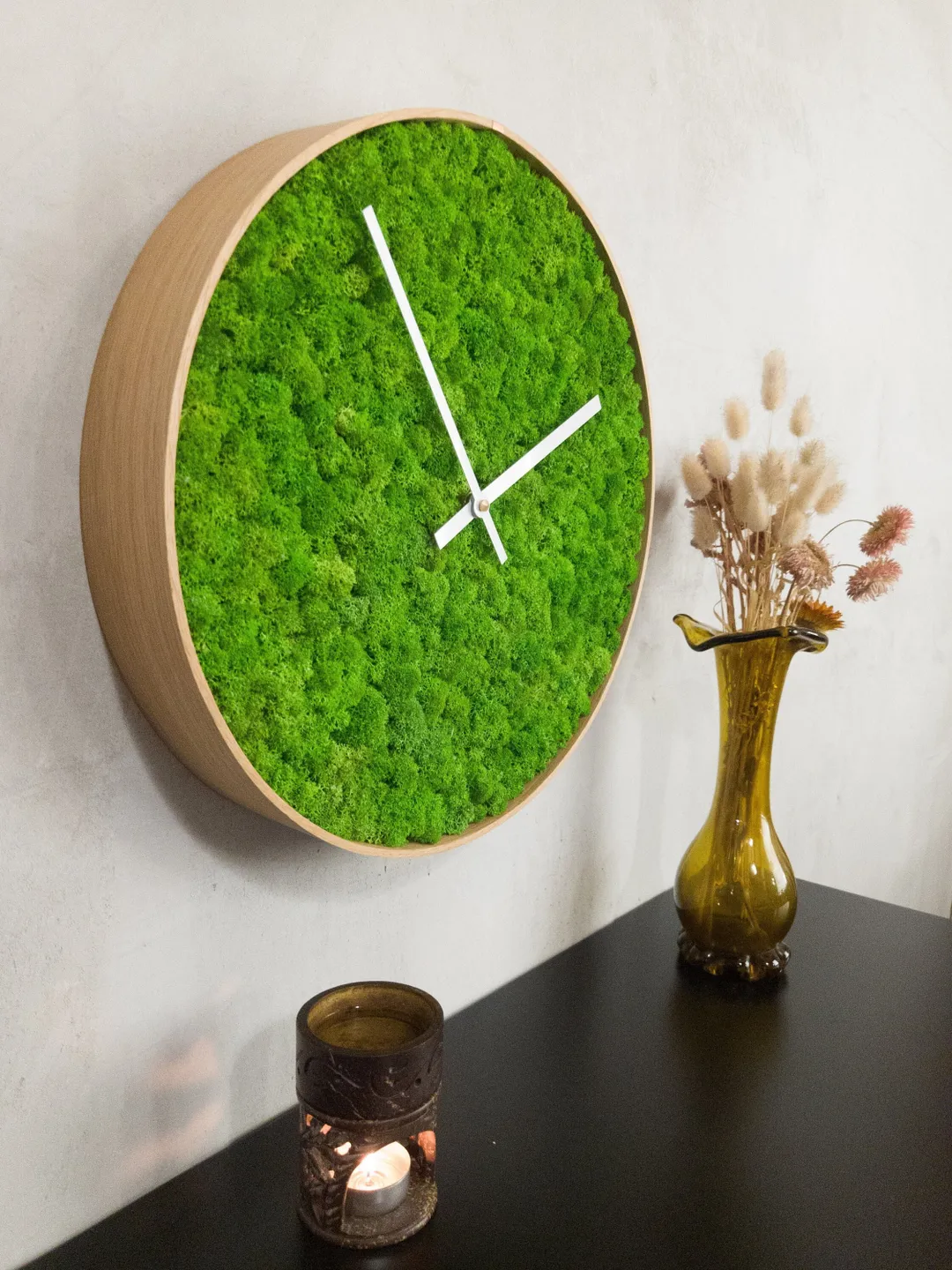 Natural Moss Clock | New home housewarming gift | Rustic wall decoratin | Greenery woodland wall art | Forest moss art | Mantel festive deco