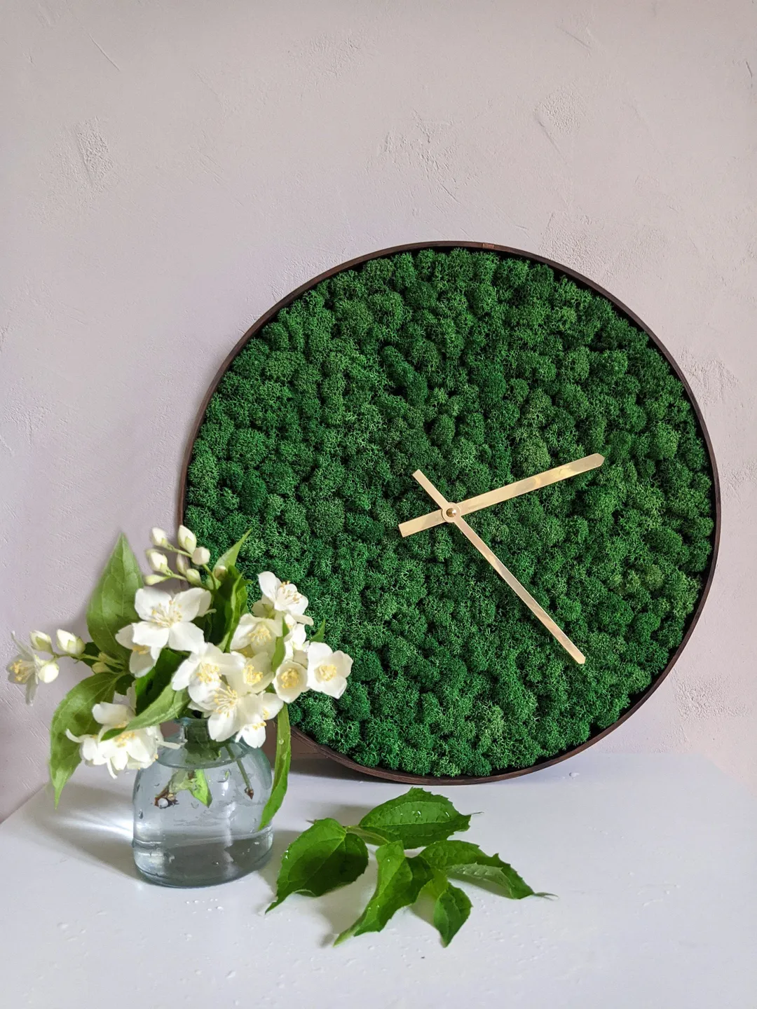 Unique wall clock  | 35 cm Moss Clock  | Moss wall art | Silent Wall Clock | Wall decor | Preserved moss | Office decor