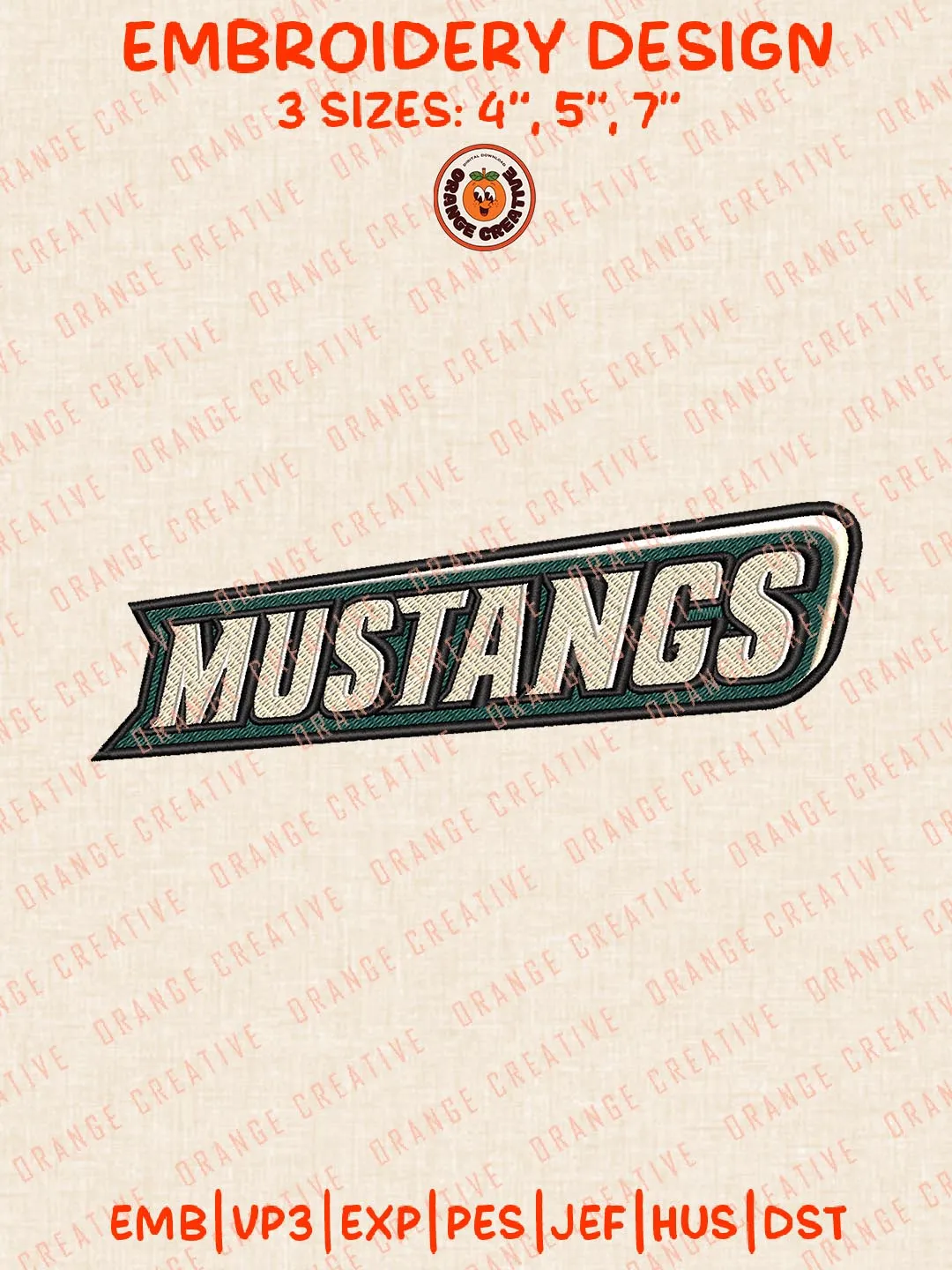 Mustangs Text Logo Embroidery Design Files, NCAA Logos Embroidery Designs, NCAA Cal Poly Mustangs Machine Embroidery Files, 3 Sizes, Custom Sizes, Instant Download