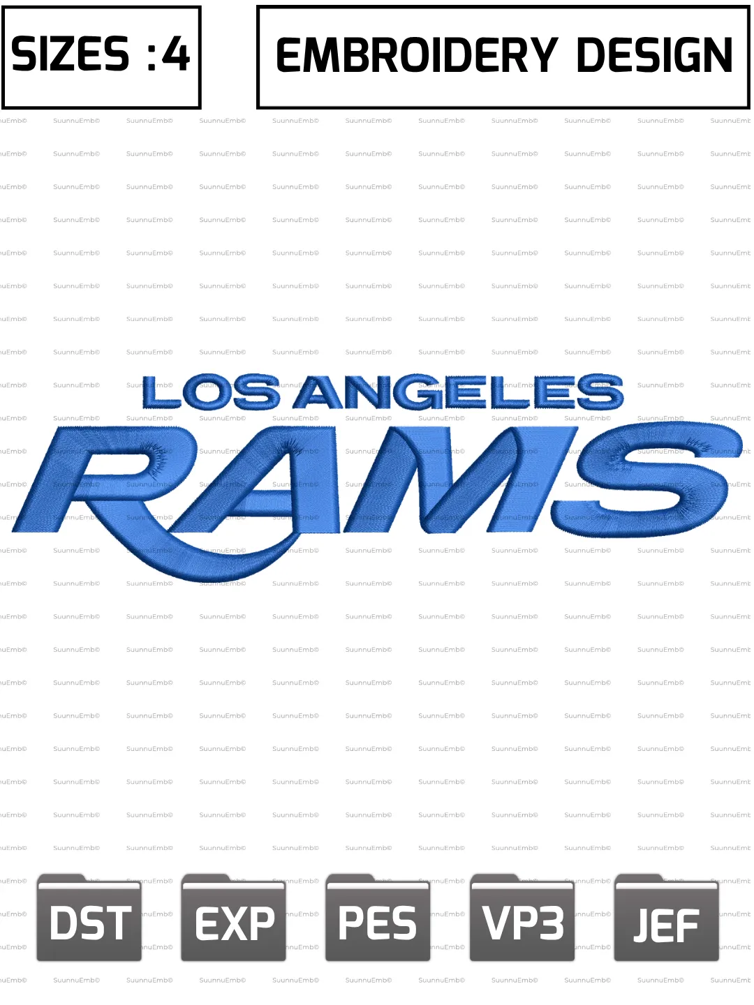 Los Angeles Rams Wordmark Logo Embroidery Design,NFL Logos Embroidery Design,NFL Teams, Machine Embroidery Design File,4 Sizes, Digital Download