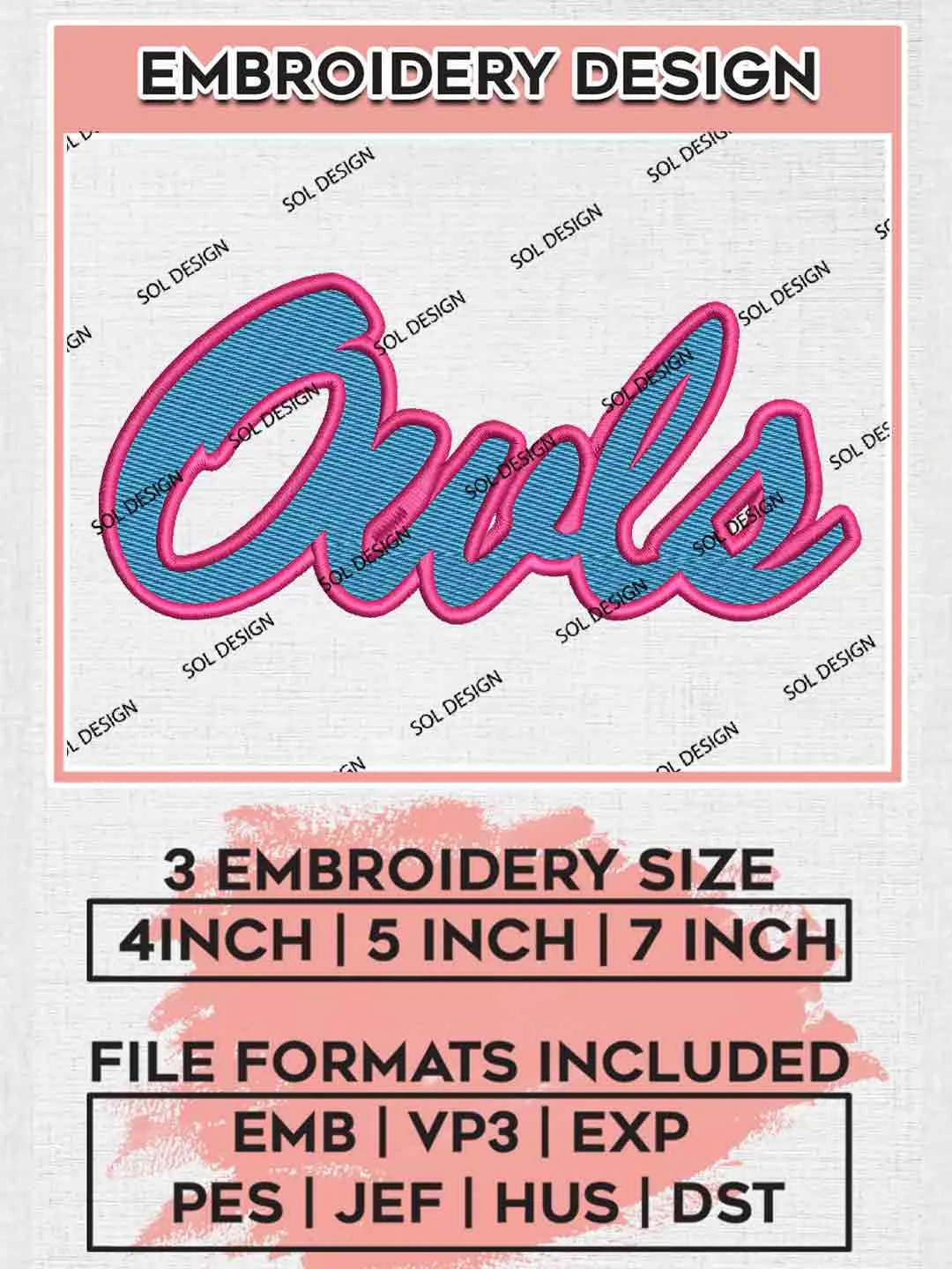 Florida Atlantic Owls Word Logo Embroidery Designs, NCAA Logo Embroidery files, NCAA Florida Atlantic Owls Team, Machine embroidery designs, Instant Download