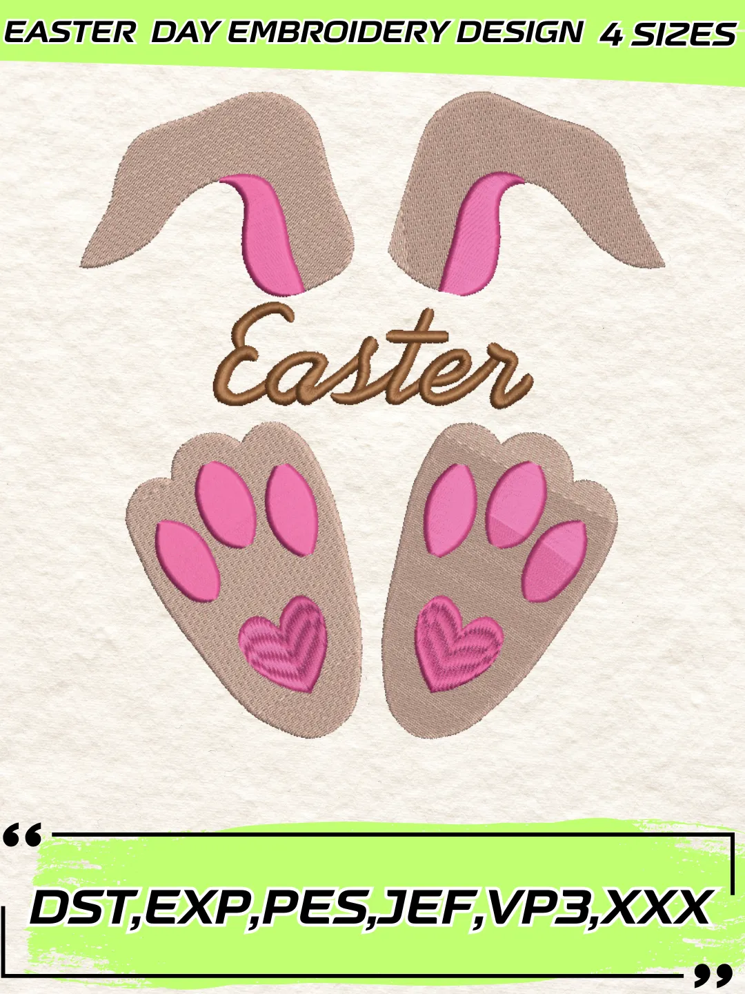 Easter Bunny Embroidery Design,Easter Day Embroidery Design,Machine Embroidery Design File,4 Sizes, Digital Download_PS15