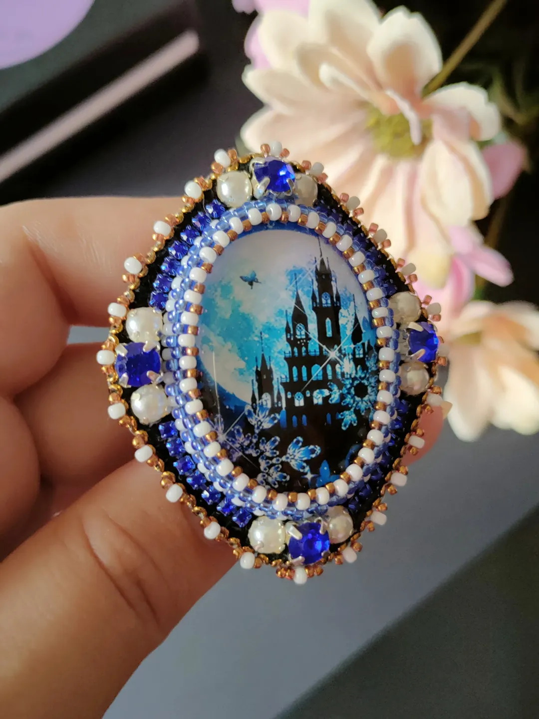 Brooch Victorian style Gothic Brooch Fabulous brooch Magic brooch blue broach