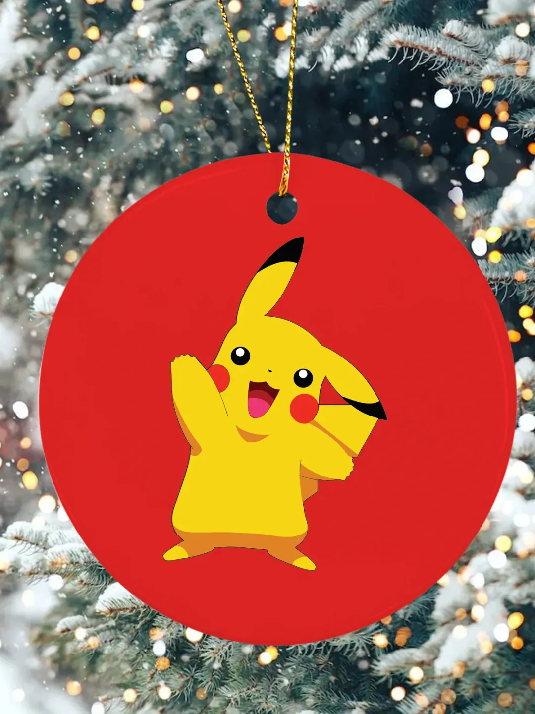 With Pikachu Christmas Ceramic Ornament