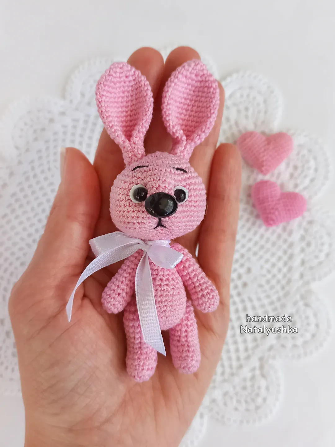 Toy bunny keychain, Pink rabbit, Souvenir toy, Easter bunny, Keyring