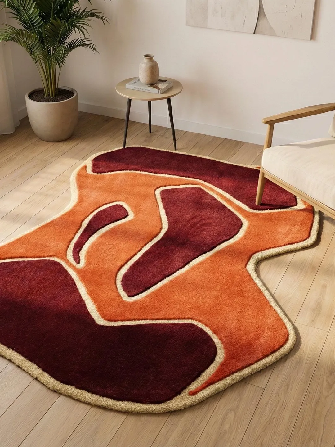 Handmade 70s Retro Flowers Rug – Funky Mid Century Modern Living Room ...