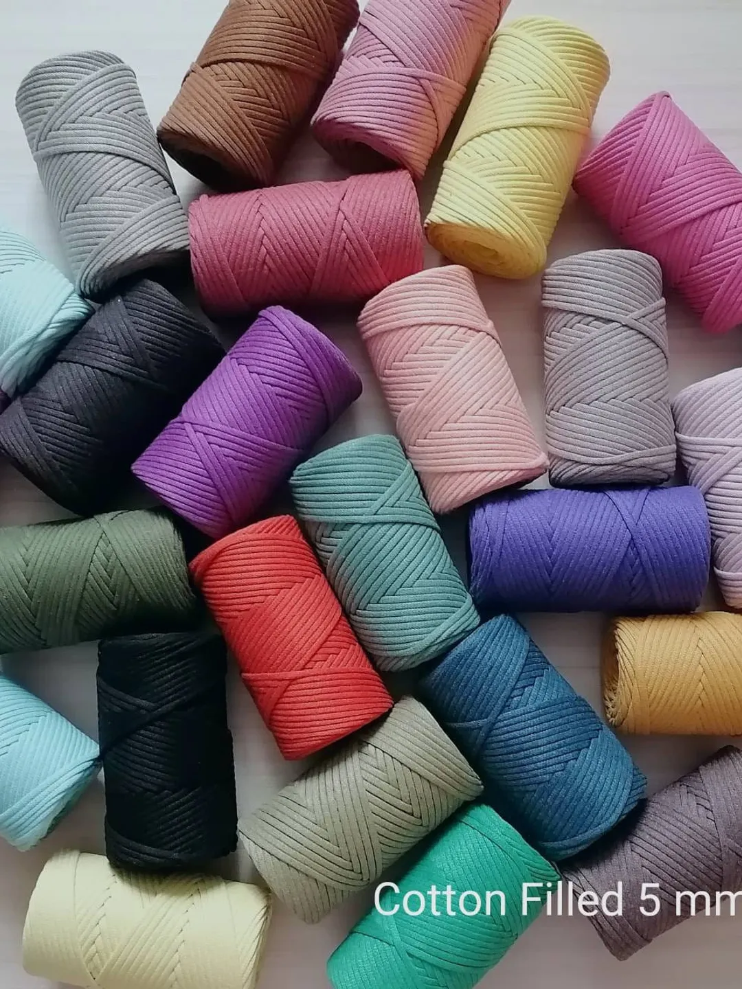 5mm Rope macrame 109yard Rope recycled cotton with core Macrame yarn Knitting carpet, Cord bags  Macrame cord Boho yarn, gift  knitters