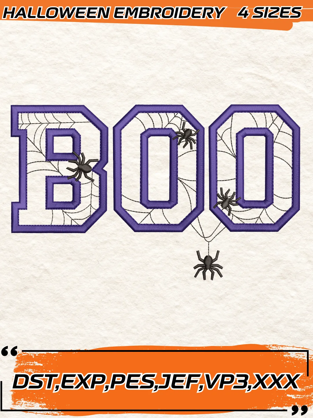 Boo Embroidery Design, Halloween Machine Embroidery Design, 4 Sizes, Digital Download