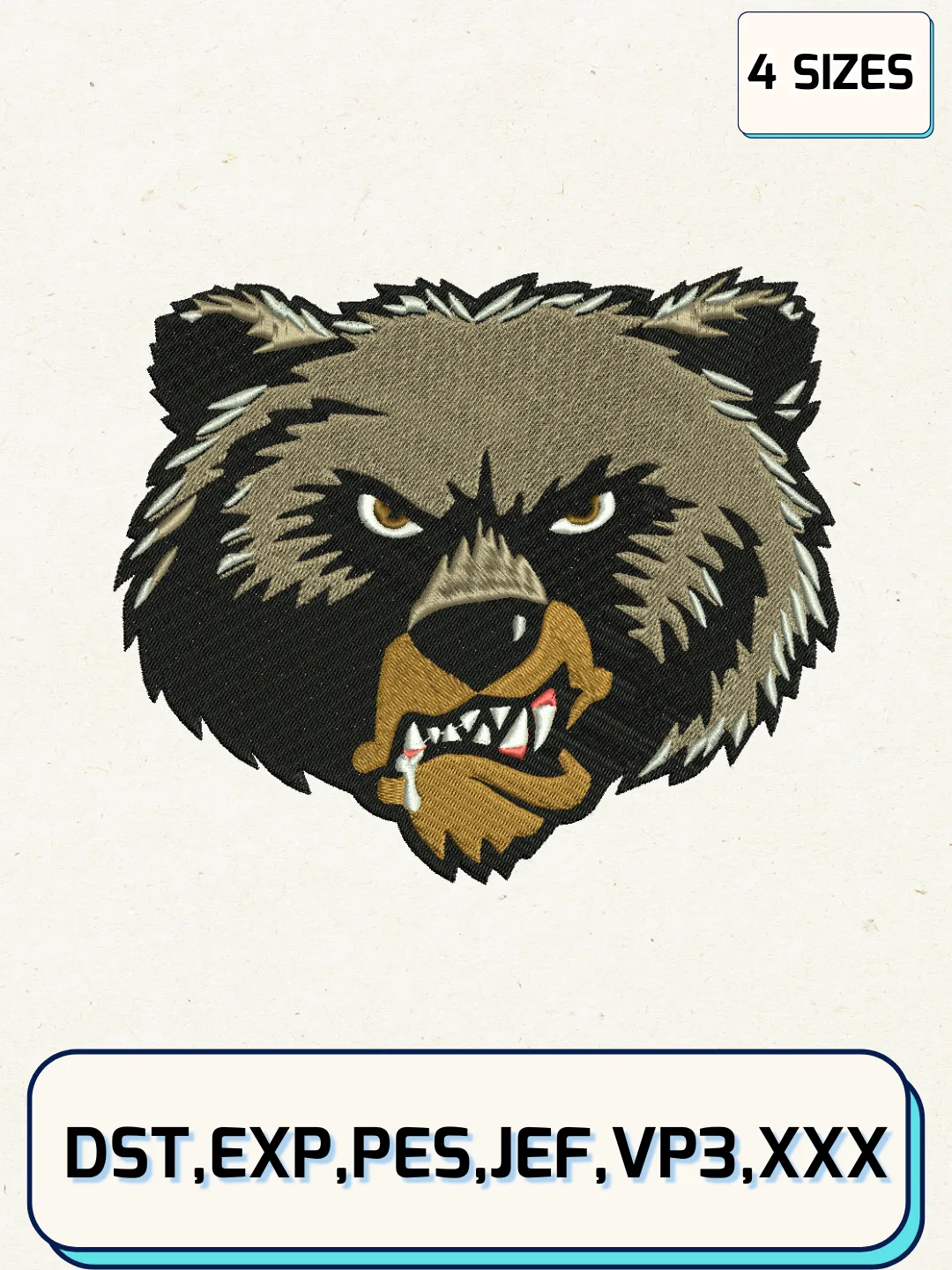 Montana Grizzlies Mascot Embroidery Design Files, NCAA Logos Embroidery Designs, Machine Embroidery Files, 4 Sizes