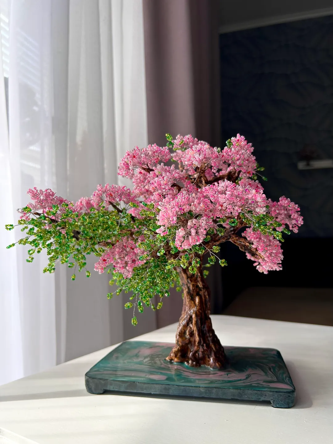 Beaded azalea blossom tree | tree ornament | art | realistic tree sculpture  | custom order