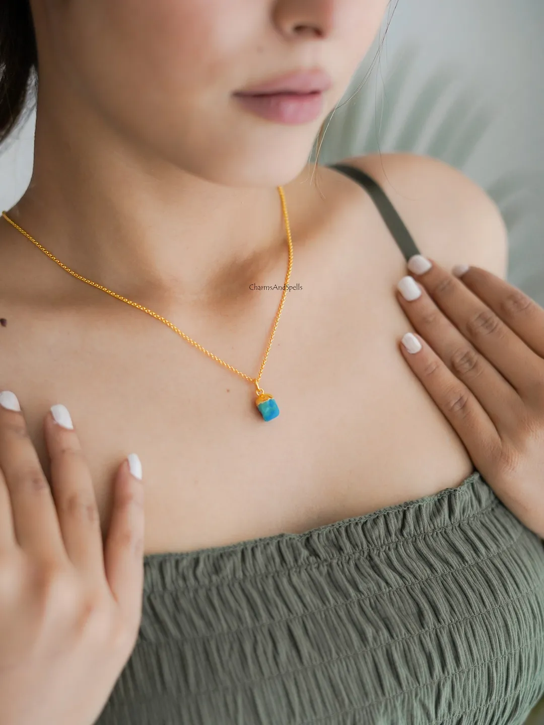 Raw Turquoise Necklace, Healing Crystal Necklace, December Birthstone, Statement Necklace, Party Wear Necklace, Boho Necklace, Gift For Her