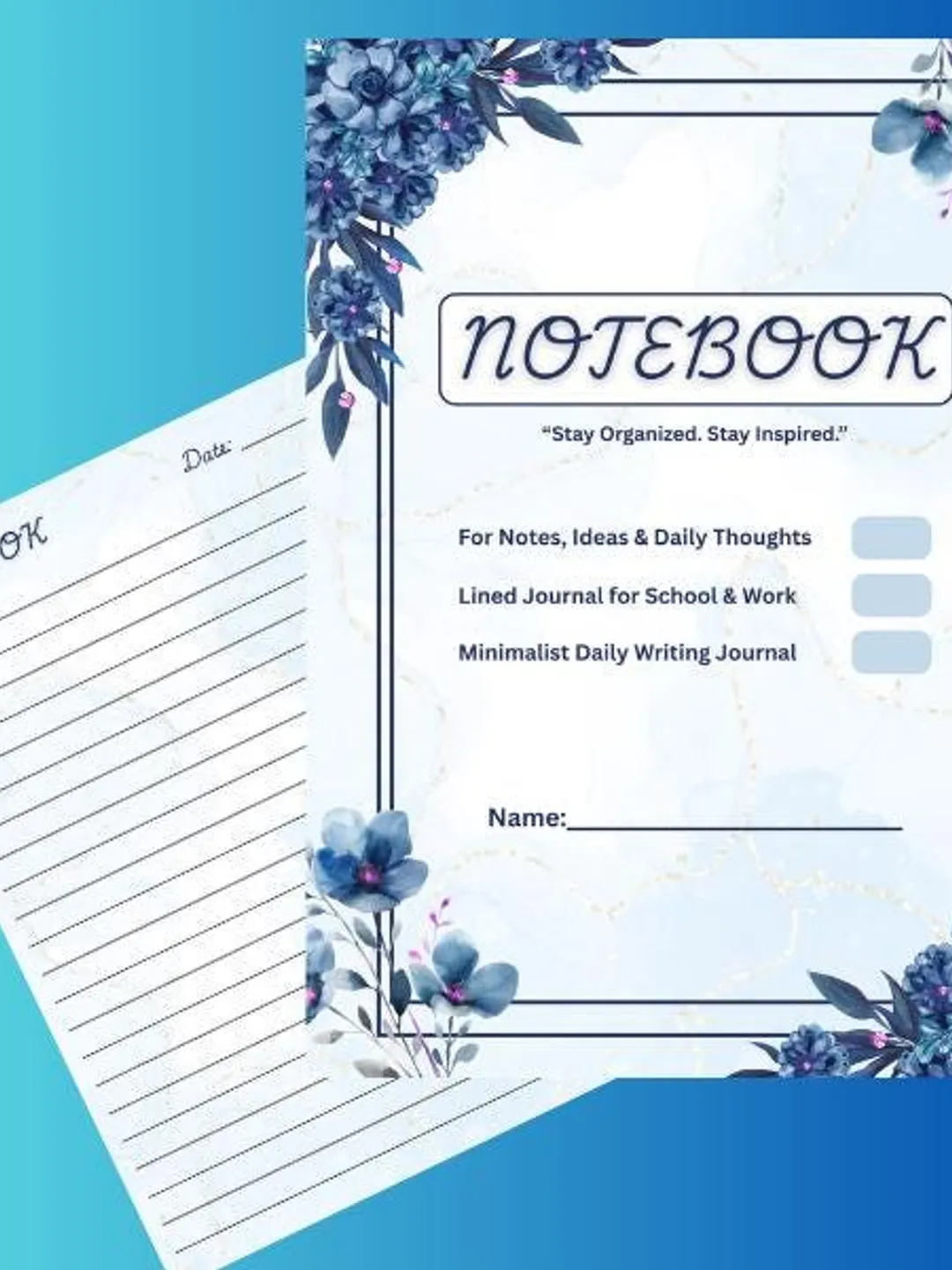 Minimalist Lined Journal | Daily Notes Notebook | School & Work Writing ...