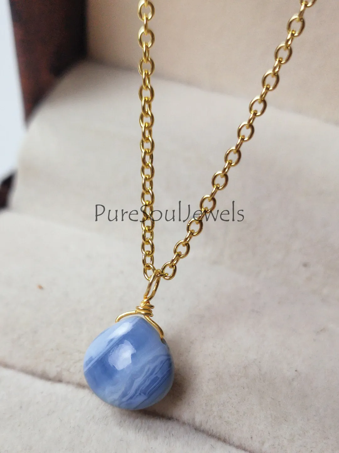 Blue Opal Pendant Necklace, Sterling Silver Jewelry, Dainty October Birthstone Necklace, Minimalist Necklace for Women, Bridal Party Gift,
